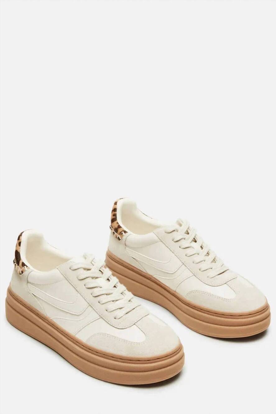 NEW STEVE MADDEN women's leo heel tab sneaker in bone
